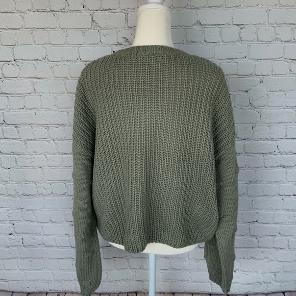 Moon+Madison Light Green Cropped Sweater - Picture 3 of 5